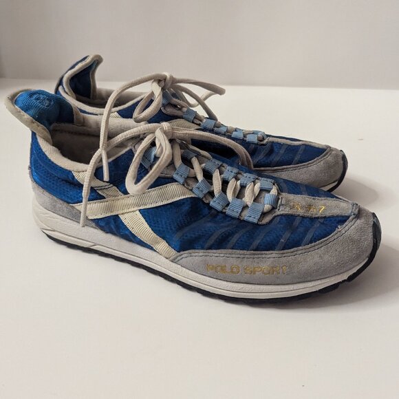 GREAT CONDITION Blue EUC Polo Sport X-67 sneakers Women's Size 6.5 - Picture 5 of 15